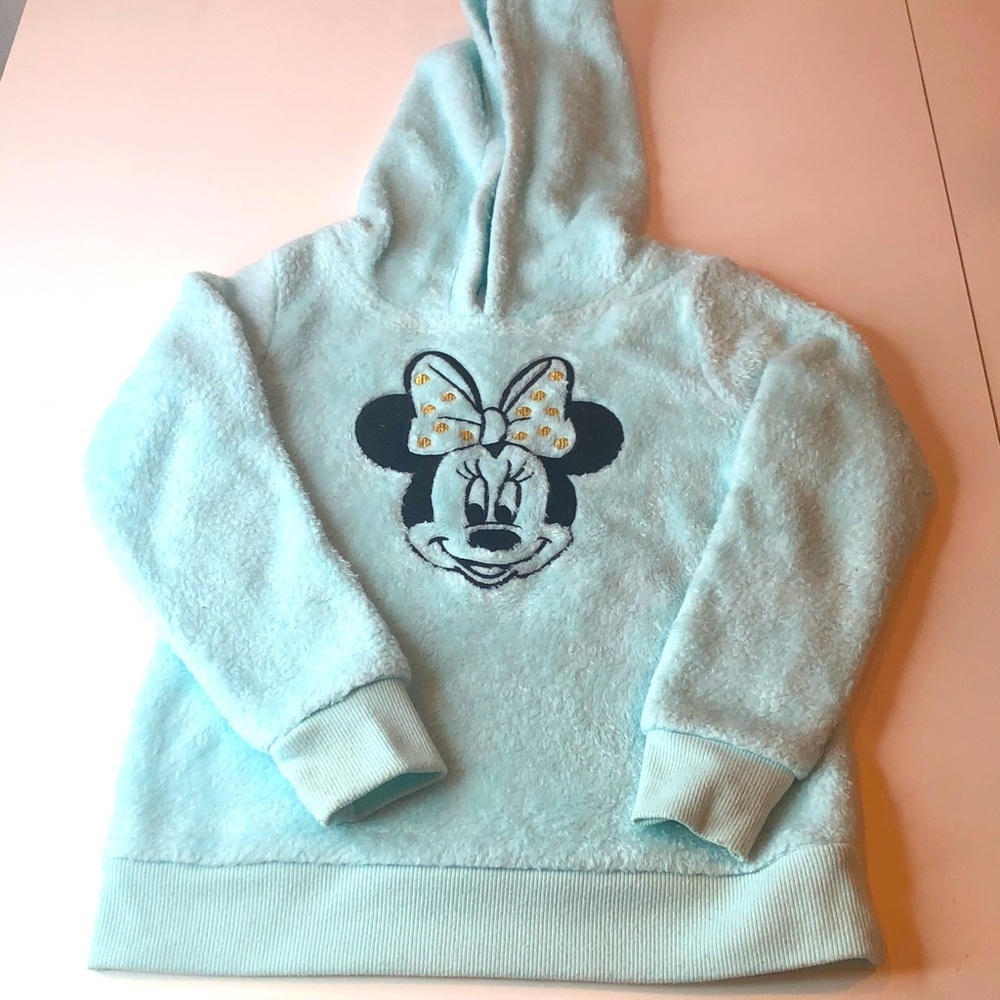 Disney Jumping beans Mint or Light Blue Soft & Fuzzy Minnie Mouse Hoodie Size 4